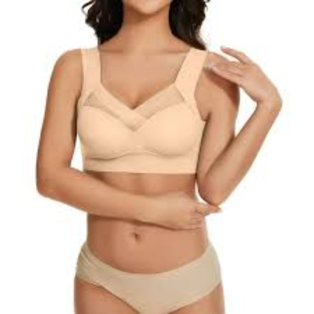 ZenChic Beige Wireless Plus Size Pullover Support Comfort Bra Size 4XL NWT